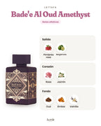 Bade'e Al Oud Amethyst de Lattafa: pirámide olfativa