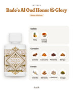 Bade'e Al Oud Honor & Glory de Lattafa: pirámide olfativa