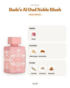 Bade'e Al Oud Noble Blush de Lattafa: pirámide olfativa